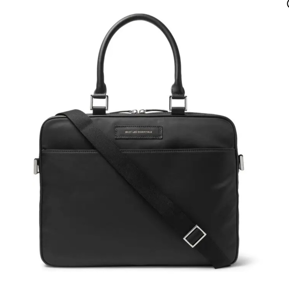 WANT Les Essentiels 'Haneda' Black Leather-Trimmed Nylon Briefcase
